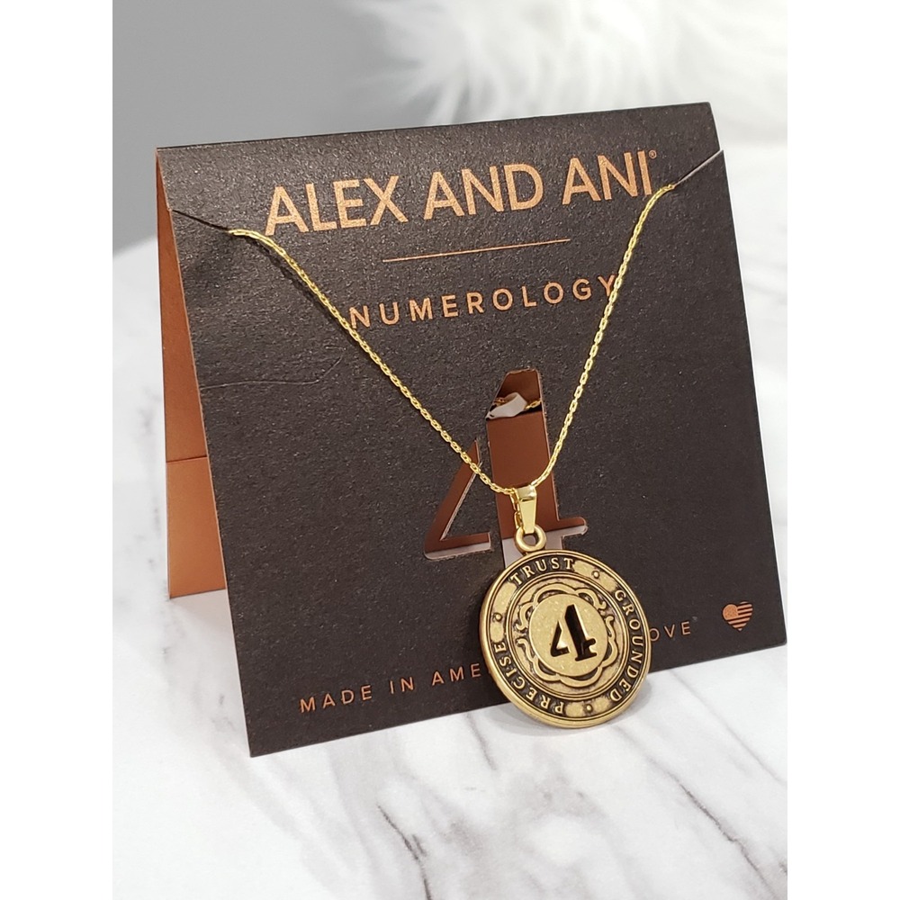 NWT Alex and Ani Gold tone Numerology "4" Adjustable Necklace #4